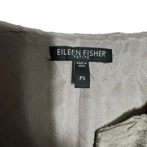 Eileen Fisher Ripple Bindu Silk Jacket Size PS Small Petite Taupe Gray Silk - Picture 6 of 9